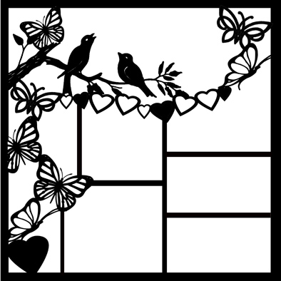 birds on the branch butterflies 12 x 12